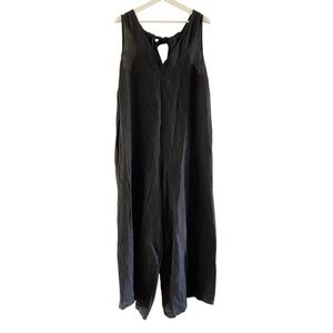 MILIO MILANO Italian Linen Tie Back Jumpsuit Romper Black Women’s Size Large